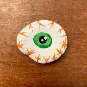 Acrylic Painted Rock, Eyeball Painted Rock, Halloween Rock